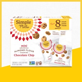 Simple Mills Almond Flour Mini Chocolate Chip Cookie Snack Packs, Gluten Free and Delicious Crunchy Cookies, Organic Coconut Oil, Good for Snacks, Made with Purposeful Ingredients, 8ct (Pack of 1)