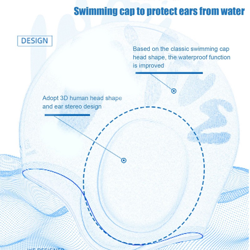 High Elasticity Children Silicone Swimming Cap 3D Ear Protection Swimming