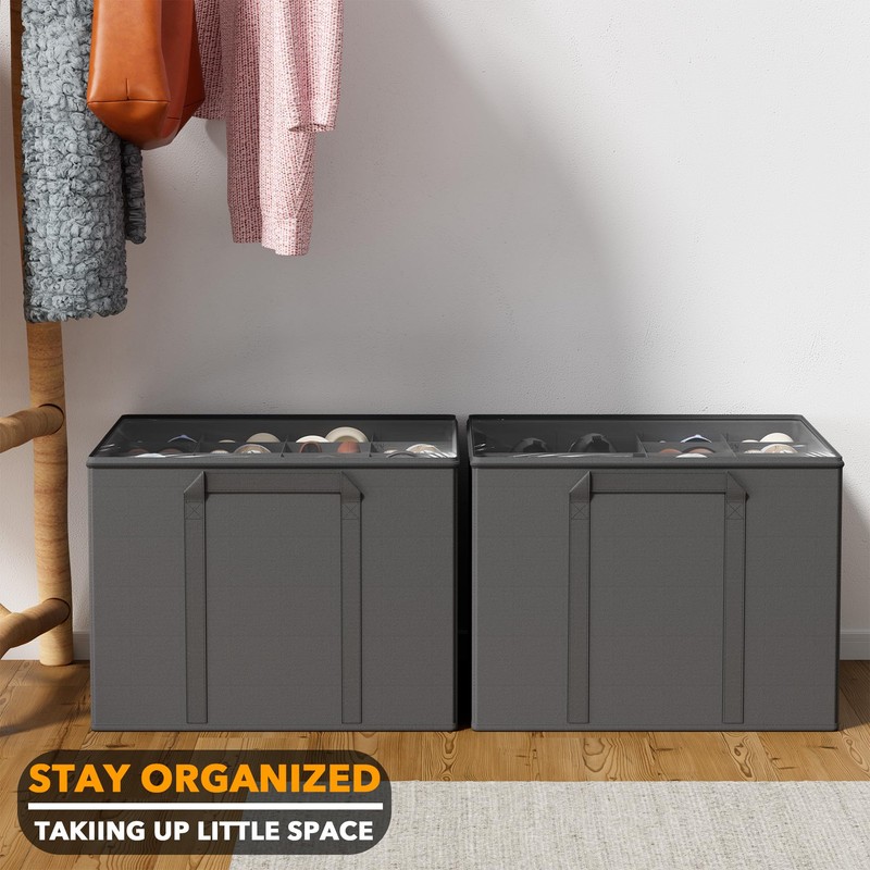 SpaceAid Shoe Organizer for Closet, 2 Pack Foldable Shoe Storage