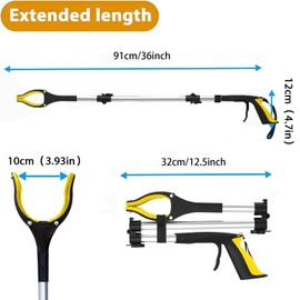 91 cm Wurfgreifer, helfender Handgreifer für Erwachsene, Behinderte und ältere Menschen, robuster Greifer (Gelb, 91,4 cm)