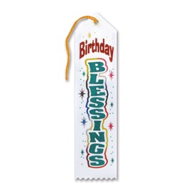 White Birthday Blessings Ribbon