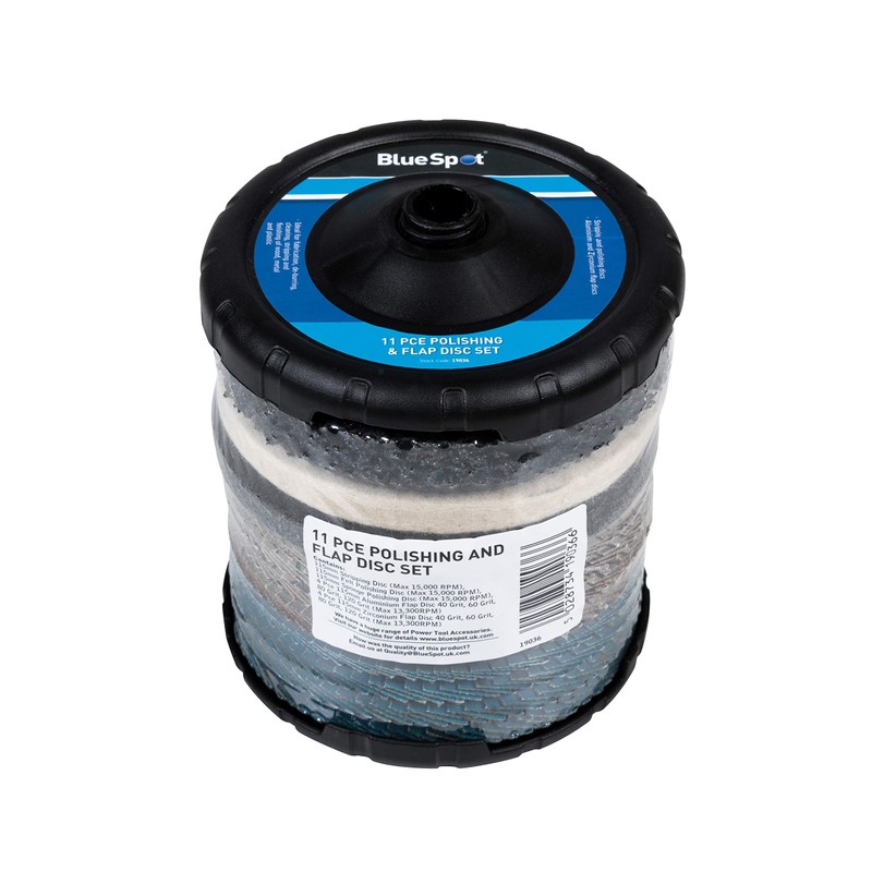 Bluespot 19036 11pce Polishing and Flap Disc Set