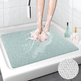 Square Shower Mat, Non Slip Anti Mould Bath Mat 60 x 60 cm, Loofah Shower Mats for Inside Shower, Washable Bath Mats with Drain, Quick Dry Bath Mat for Bathroom Floor, Bathtub Mat for Elderly