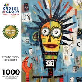 Cross & Glory - Códice cósmico de colores - Rompecabezas de 1000 piezas para adultos | Arte neoexpresionismo | Vibrante | Rompecabezas más genial para aliviar el cerebro