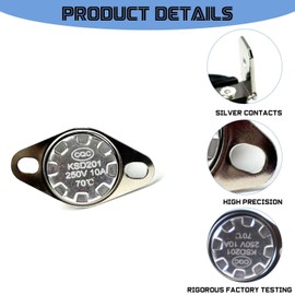 NPSNGSJY KSD201 70C Thermostat Thermal Fuse Switch Fit for GE Microwave Oven Temperature Control Switch Normally Closed