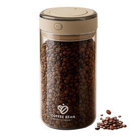 WDKXCN Coffee Canister Airtight Glass, 1.7 L Coffee Beans Container with One-Way Valve and Date Display, Transparent Coffee Tin, Coffee Beans Storage for Coffee Beans, Nuts, Tea Leaves