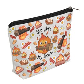 WZJHCL Fire Demon Makeup Pouch Calcifer Cosmetic Bag Calcifer Fans Lover Gift Anime Lover Gift She Likes My Spark (Spark)
