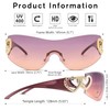 COASION Wrap Around 2000S Rimless Sunglasses for Women Men Oversized