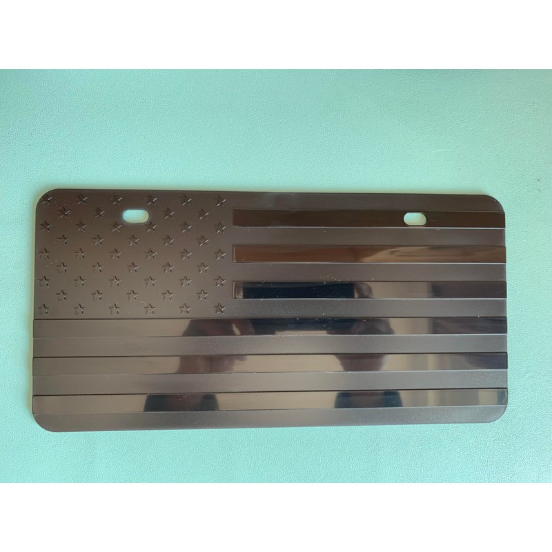 Embossed Black American Flag License Plate Frame Premium Quality Thick