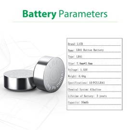 LiCB 10 Pack LR41 AG3 392 384 Battery,Long-Lasting & Leak-Proof,High Capacity 1.5V LR41 Coin & Button Cell Batteries for Digital Thermometer Ornament Hearing Aid Led Watch