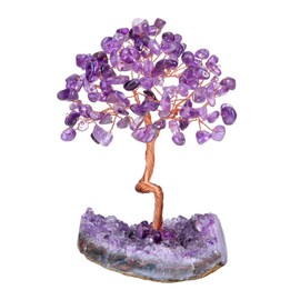 JSDDE Amethyst Crystal Tree Healing Crystals Stone Tree with Amethyst Cluster Base Feng Shui Tree Crystal Money Tree for Positive Energy Home Decoration Gifts