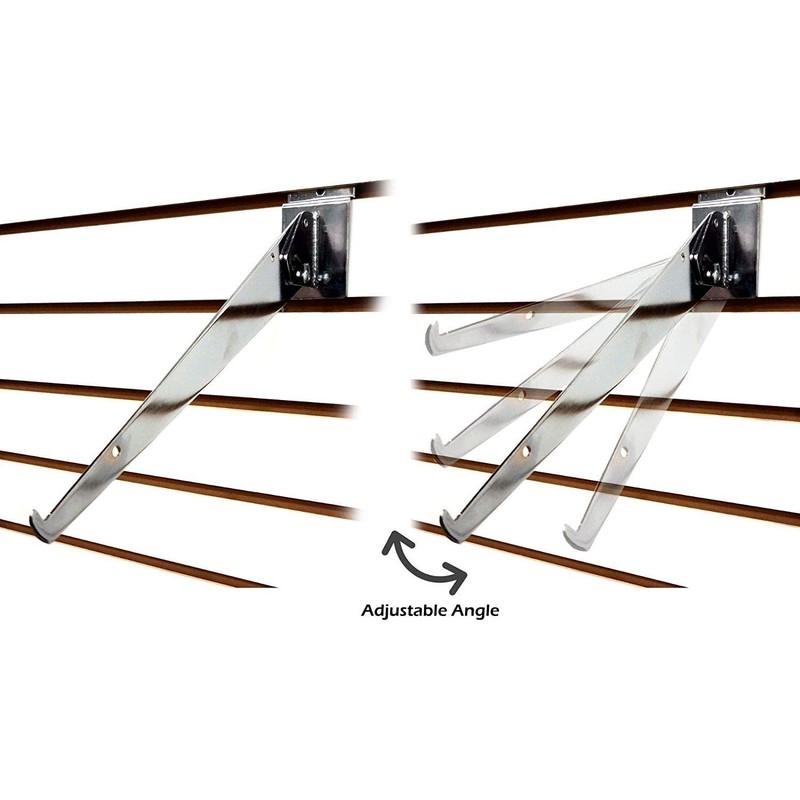 Chrome Adjustable Angle Slatwall Shelf Bracket 12" D - 6