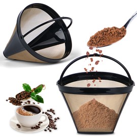 Bouaida Reusable Coffee Filters, Ninja Coffee Filter, Permanent Coffee Filter 4, Used for Replacing the Ninja Coffee Bar Brewer, 4 Cone Permanent Coffee Filter, 2Pcs