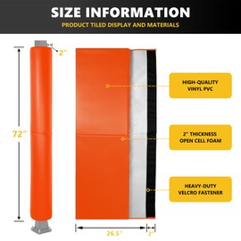 PHENEPUS Basketball Pole Pad, Heavy Duty Safety Pole Pads for Player Protection, 72" Tall Weatherproof Protective Padding for 4, 4.5 Inch Sq. or Round Pole, Basement Garage Playground Poles Protector