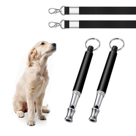 Dog Whistles for Recall, 2Pcs Recall Pet Training Whistles,Dog Whistle Training, Silent Whistle for Dog Recall,Ultrasonic Dog Whistle,Portable Recall Dog Training Whistles with Lanyard (Black)