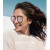 MERRY&#39;S Retro Round Polarized Sunglasses - Unisex Double Bridge Sun