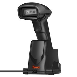 Tera 1D 2D QR Wireless Barcode Scanner with USB Charging Cradle Base Handheld Bar Code Reader Scanners Automatic Sensing Fast Precise Scanner for Small Business Supermarket Warehouse Library HW0005