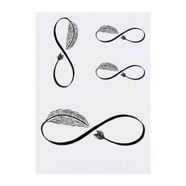 4 x 'Infinity Feather' Temporary Tattoos - Water Resistant, Skin-Safe, Non-Toxic Transfers, Mixed Sizes (TO00015114)