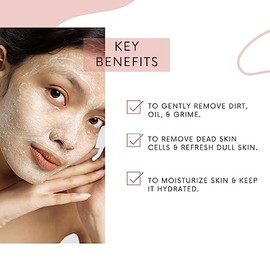 Amira Beauty Limpiador desintoxicante facial exfoliante de piel de granada | Exfoliante facial diario suave | Perlas exfoliantes iluminadoras para una