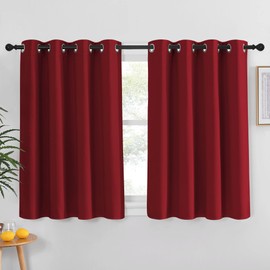 NICETOWN Cortina Opaca con Ojales para Sala de Estar, Aislamiento térmico, Cortina para Sala(Rojo, 1 Piezas, 132 x 114 CM)