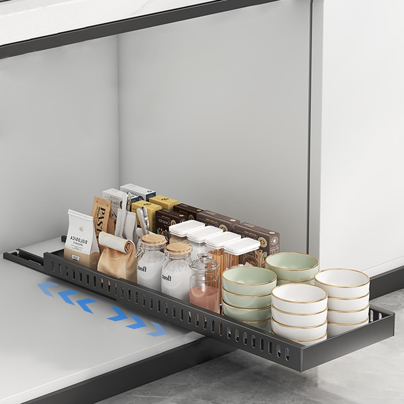 Enskatec Expandable Pots and Pans Organizer Under Cabinet, Sliding Pot
