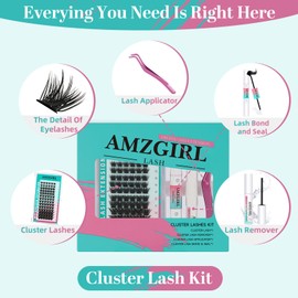 Lash Extension Kit Lash Extensions Kits Lash Clusters With Lash Glue, Remover, Eyelash Clusters Tweezer For Beginner Diy Individual Lash Extension (84Pcs,Diamonds,D-Mix8-16mm Kit)