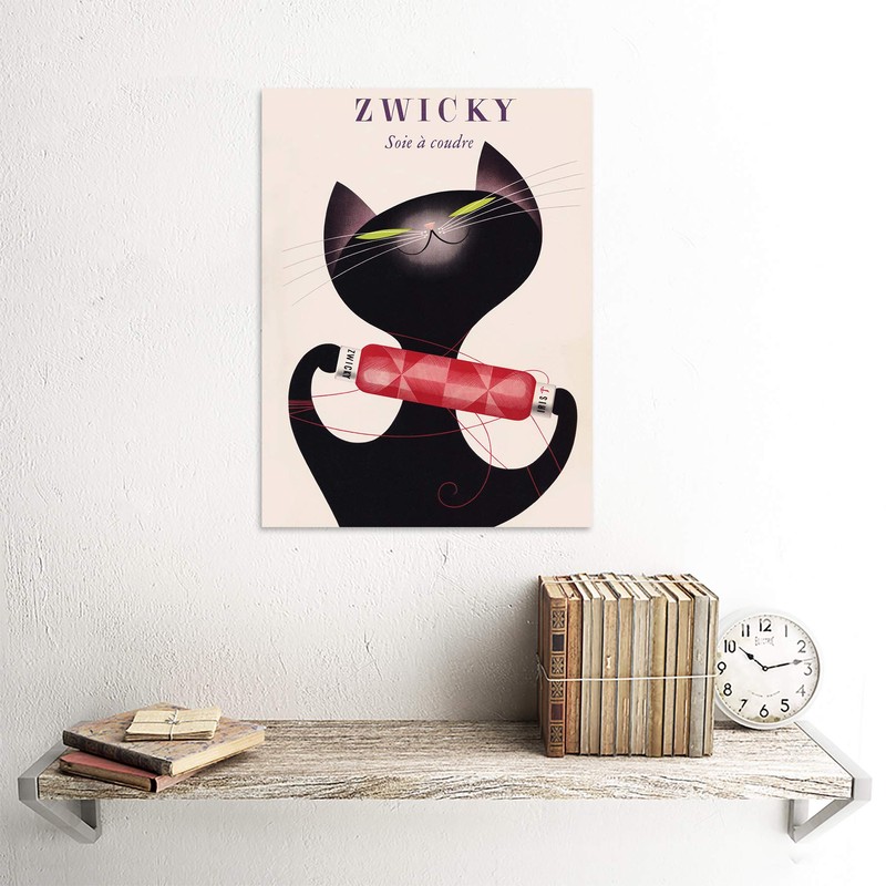 Bumblebeaver ADVERTISING ZWICKY COTTON SWITZERLAND BLACK CAT REEL THREAD COOL