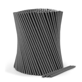 wisefood Paper Straws, Pack of 100, Black Straws, Diameter 8 mm x 14.5 cm, Free from PLA/PE, Biodegradable Disposable Drinking Straws Made of Sturdy Paper