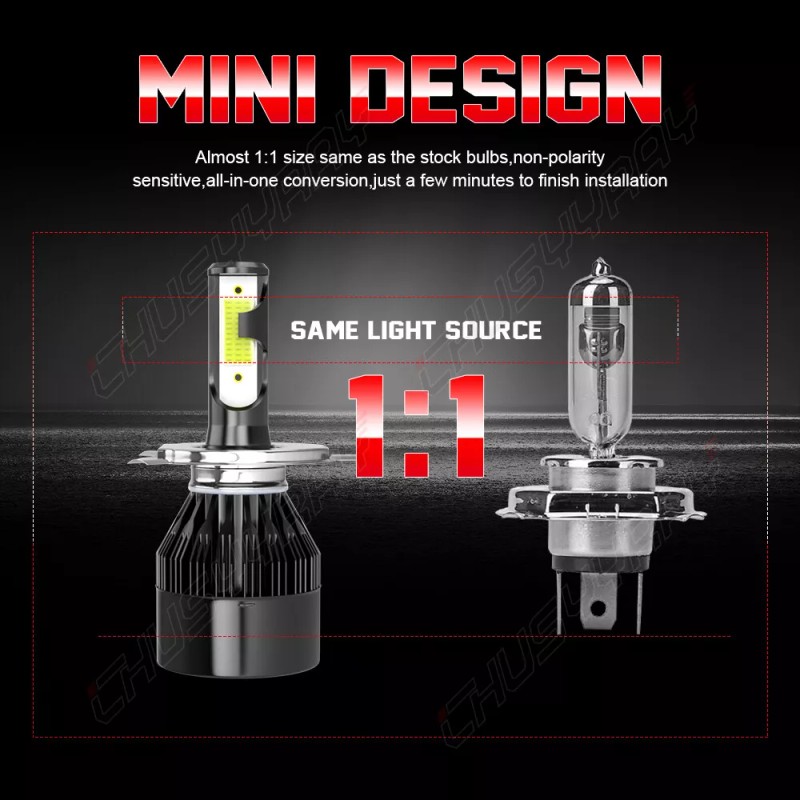 CHUSYYRAY 2x 2-Side 9003 H4 LED Headlight Bulbs Kit High