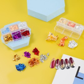 3 Boxes Gold Leaf Nail Art Gold Foil Nails Set with Tweezers, Gold Leaf Nails Nail Art Decorations for Face Body Makeup Decoration Nails