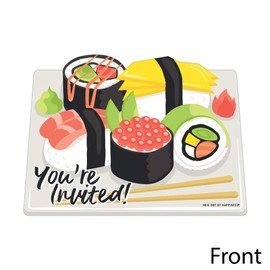 Big Dot of Happiness Let's Roll - Sushi - Shaped Fill-In - Japanese Party Invitation Cards with Envelopes - Set of 12