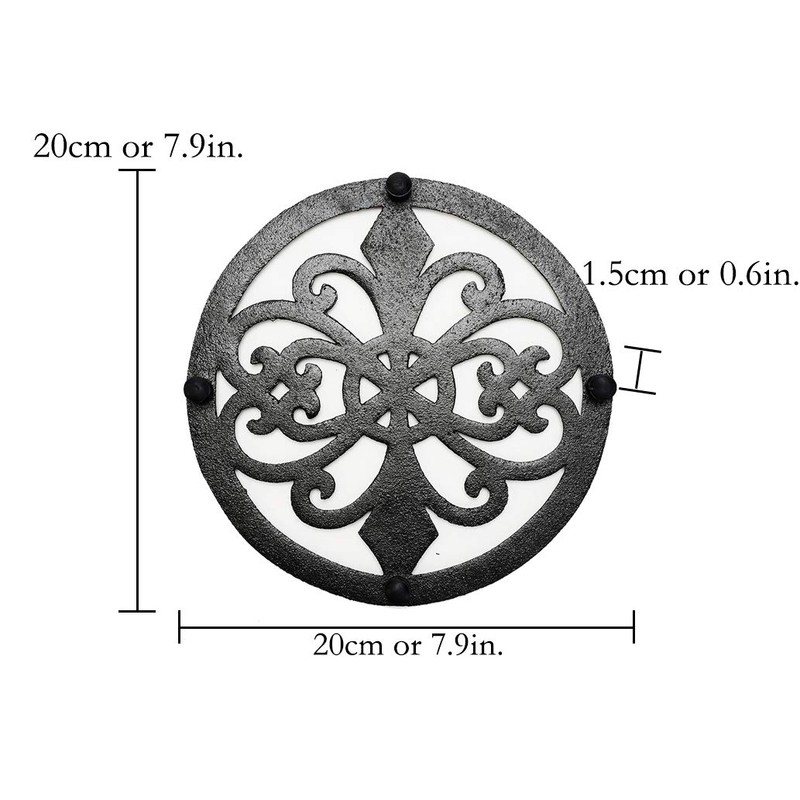 Sungmor Heavy Duty Cast Iron Round Metal Trivet,Rustproof Black Racks