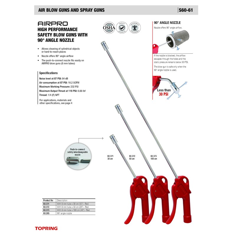 TOPRING 60.373 AIRPRO 90 Degree Long Air Blow Gun for