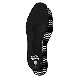 Pedag Siesta Lederschuheinlagen schwarz für Absatzschuhe, Pumps und enge Schuhe flexible Senkfuß und Spreizfußstütze Aktivkohle gegen Fußgeruch, Schwarz, 46