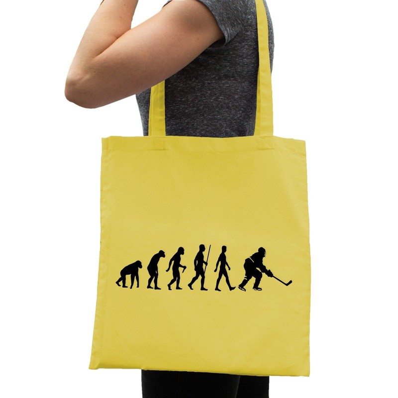 Evolution Ice Hockey Cotton Bag - Hockey Ice Puk Yellow