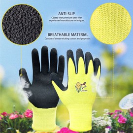 Evridwear Kids Gardening Gloves for Boys Girls Outdoor Yard Work,Planting (L (9-12yr), Yellow)