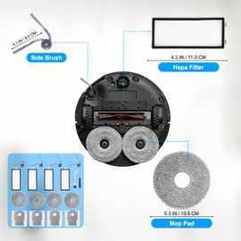 Fixbetter Ersatzteile ZubehörSet für roborock Saros Z70 Saugroboter, 4 HEPA-Filter, 4 Wischtücher, 4 Seitenbürsten, 4 Staubbeutel, 1 Reinigungsbürste, 1 Schraubendreher