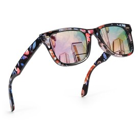 FancyPink Retro Mirrored Polarized Sunglasses for Women|Lightweight Trendy Sunglasses w UV400 Protection