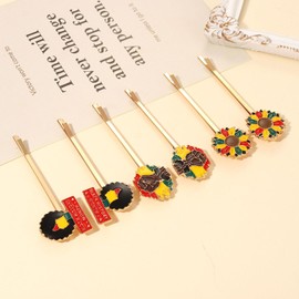 3/6 Pairs Juneteenth Hair Clips for Women African Map Hair Clips Enamel Black Women Power Fist Black Queen Hairpins Juneteenth African Hair Accessories Outfits Party Favors Gifts