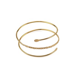 Fodattm Women Lady Punk Three-Ring Bracelet Armband Bangle Simple Metal Bridal Upper Arm Cuff Gypsy Boho Armband Armlet (Gold)