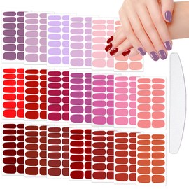 JERCLITY 280 Pieces 20 Sheets Red Solid Color Nail Wraps for Women Pink Nail Polish Strips Self-Adhesive Nail Stickers Full Nail Wraps for Girls Nail Art with Nail File