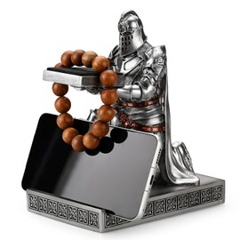 HDMbigmi King's Guard Watch Display Stand Eyeglass Jewelry Bracelet Necklace Holder Trays Towers Resin Pen Holder Warrior Knight Mobile Phone Stand for Office & Home (Silver)