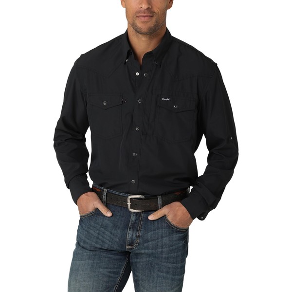 Wrangler Men's Performance Classic Fit Snap Shirt, Stretch Limo, Small