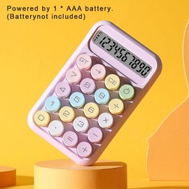 Circular Mechanical Desktop Calculator, 1 Count Battery Powered Calculator without Battery, Accounting Supplies for School Student Office:_Lilac_one-size