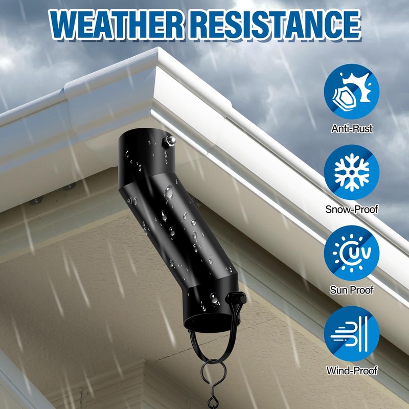 Tfro & Cile Rain Chain Gutter Adapter Black Installation Suit