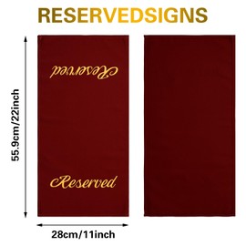 8 Pcs Reserved Signs for Pews Reserved Pew Cloths 22 Inch Burgundy Gold Seating Signs Placeholder for Church Pew Seats Wedding Christmas Seating Decoration Gathering Event