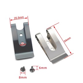 Bluemoona 4 Sets - Metal 54x25mm Holster Sheath Belt Clip Clasp Spring Buckle Hook Double Holes Nickel, Nickel