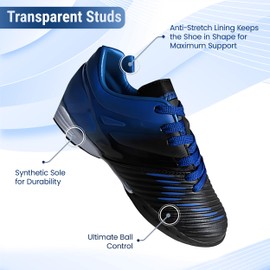 Vizari Liga - Zapatos de fútbol de Interior para niños, 100% sintéticos, Lavables a máquina, Suela de Goma, duraderos y cómodos para niños y niñas, Uso para fútbol Interior y fútbol Sala, Azul/Negro,