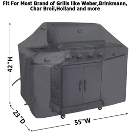 NEXCOVER Barbecue Gas Grill Cover - 55 Inch Waterproof BBQ Cover, Outdoor Heavy Duty Grill Cover, Fade & Weather Resistant Upgraded Material, Barbecue Cover for Weber, Brinkmann, Char Broil and More