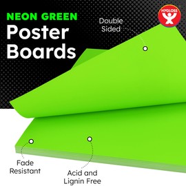 Hygloss Large Poster Board 22x28 - 25 Neon Green Single Color Poster Boards Bulk Pack - 10 Pt. Thickness Colored Poster Board Paper for Projects, Signs, Displays - Posterboard Multipack 22" x 28"